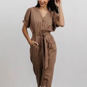 Baltic Born Heidi Linen Jumpsuit in Mocha